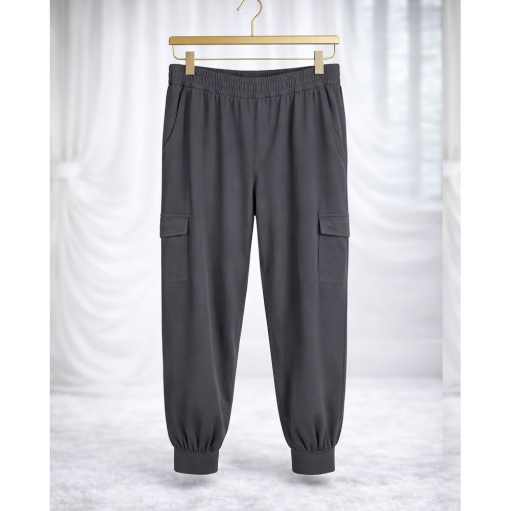 AnyBody‎ Pebble Grey Cozy Knit Cropped Jogger Pant Pockets Pull On Size 1x